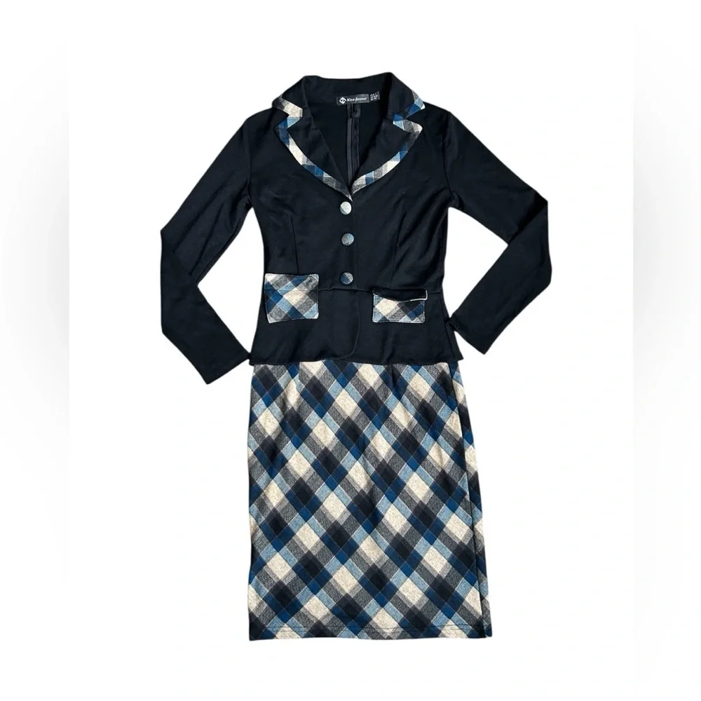 Nice-forever Retro Women’s Plaid Pencil Dress US size 6 - Picture 1 of 8